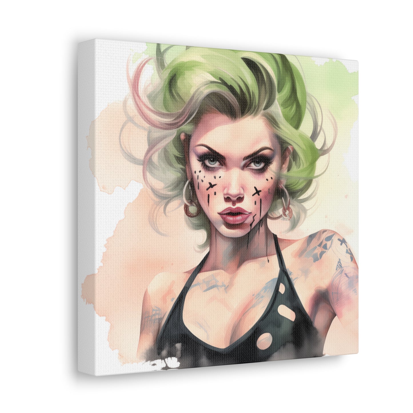 Gallery Wrapped Canvas, Edgy Tattooed Beauty, Urban Pop Art Canvas – Ivy