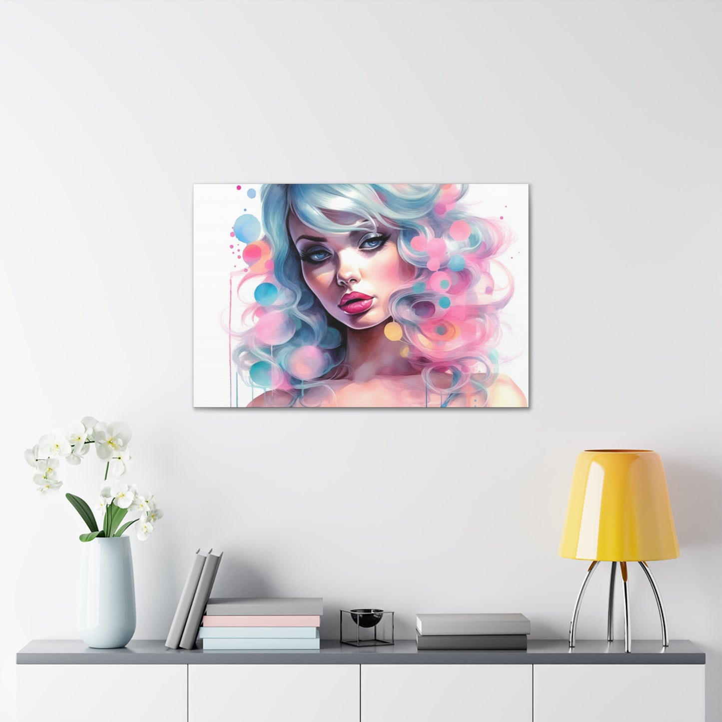 Canvas Gallery Wrapped High-Fashion Wall Art, Stylish Decor, Retro Femme Doll Pop Art – Sylvie