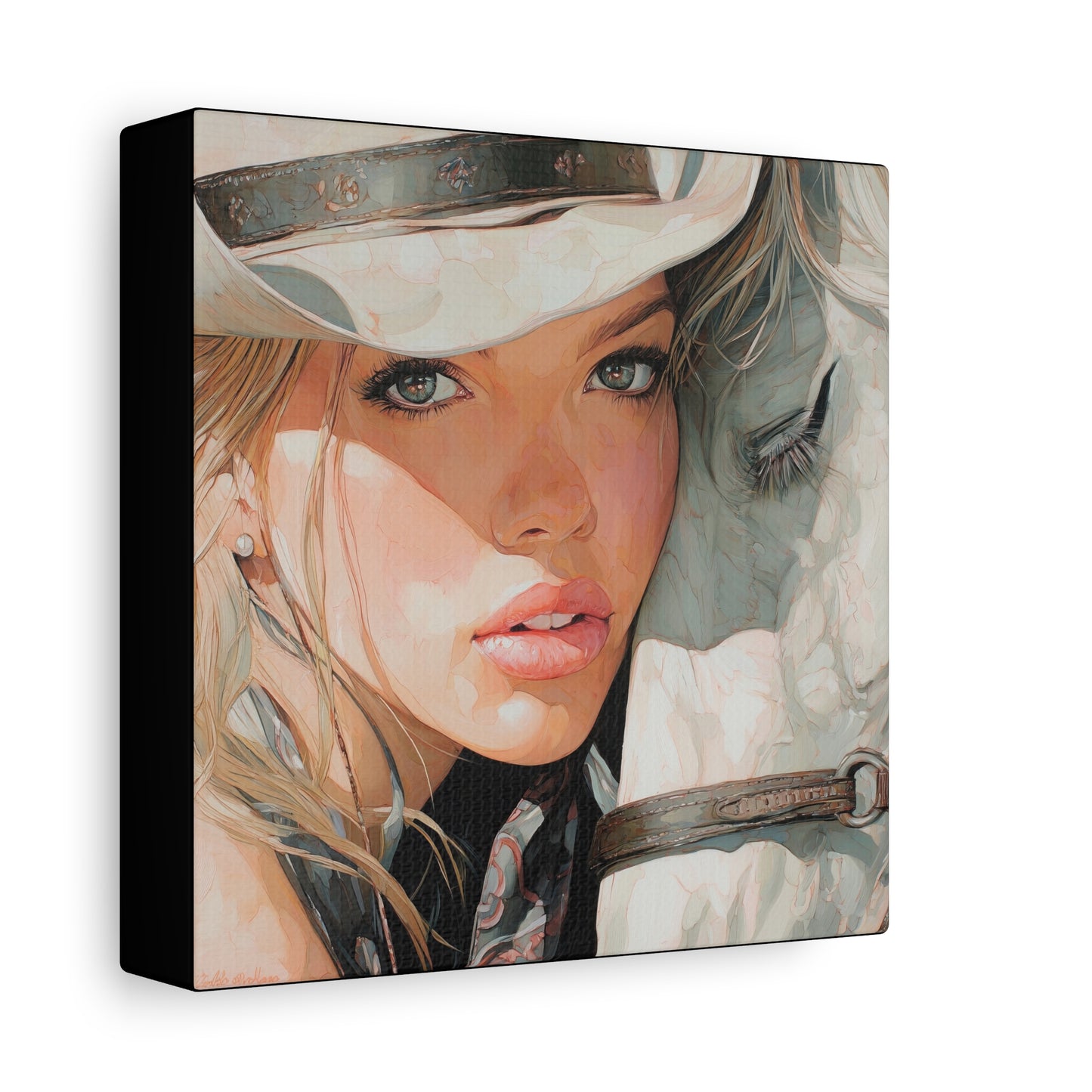 Gallery Wrapped Canvas, Wranglers and Wreckage Art Canvas, Erotic Pinup Art Canvas – Jolene