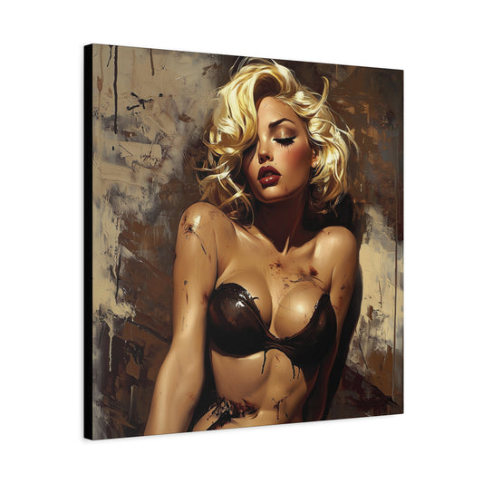 Gallery Wrapped Canvas, Guilt and Grit Adult Art Canvas, Erotic Pinup Art Canvas – Mira