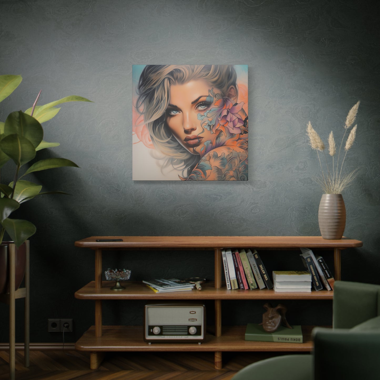 Gallery Wrapped Canvas, Edgy Tattooed Beauty, Urban Pop Art Canvas – Bella