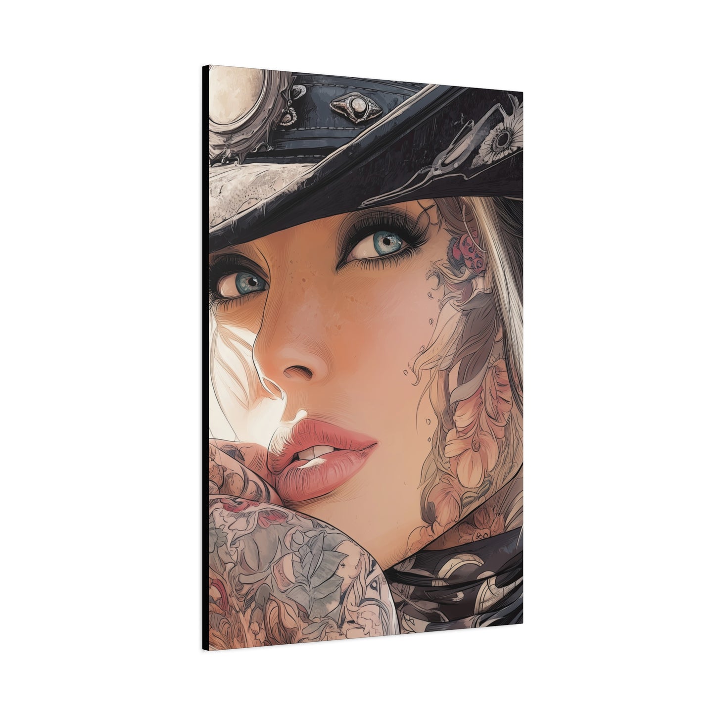 Gallery Wrapped Canvas, Wranglers and Wreckage Art Canvas, Erotic Pinup Art Canvas – Raine
