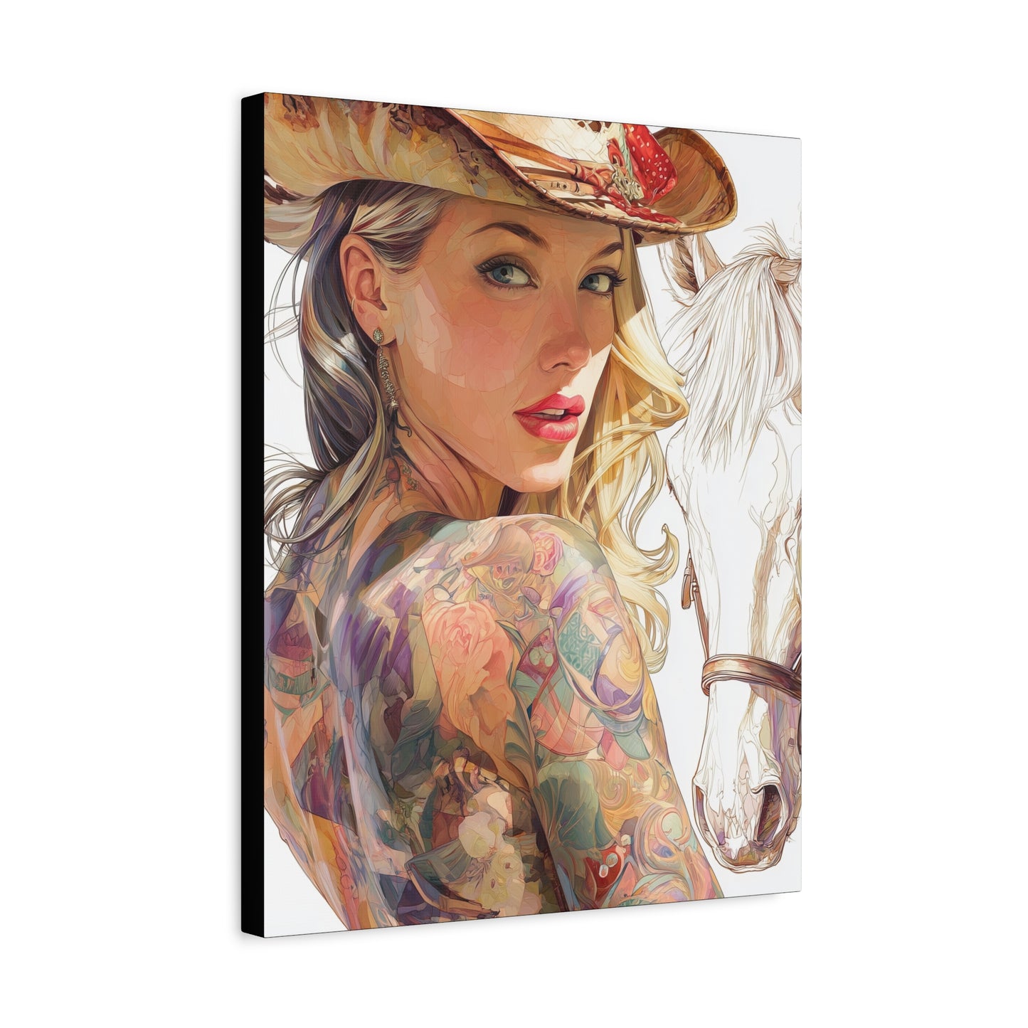 Gallery Wrapped Canvas, Wranglers and Wreckage Art Canvas, Erotic Pinup Art Canvas – Denver