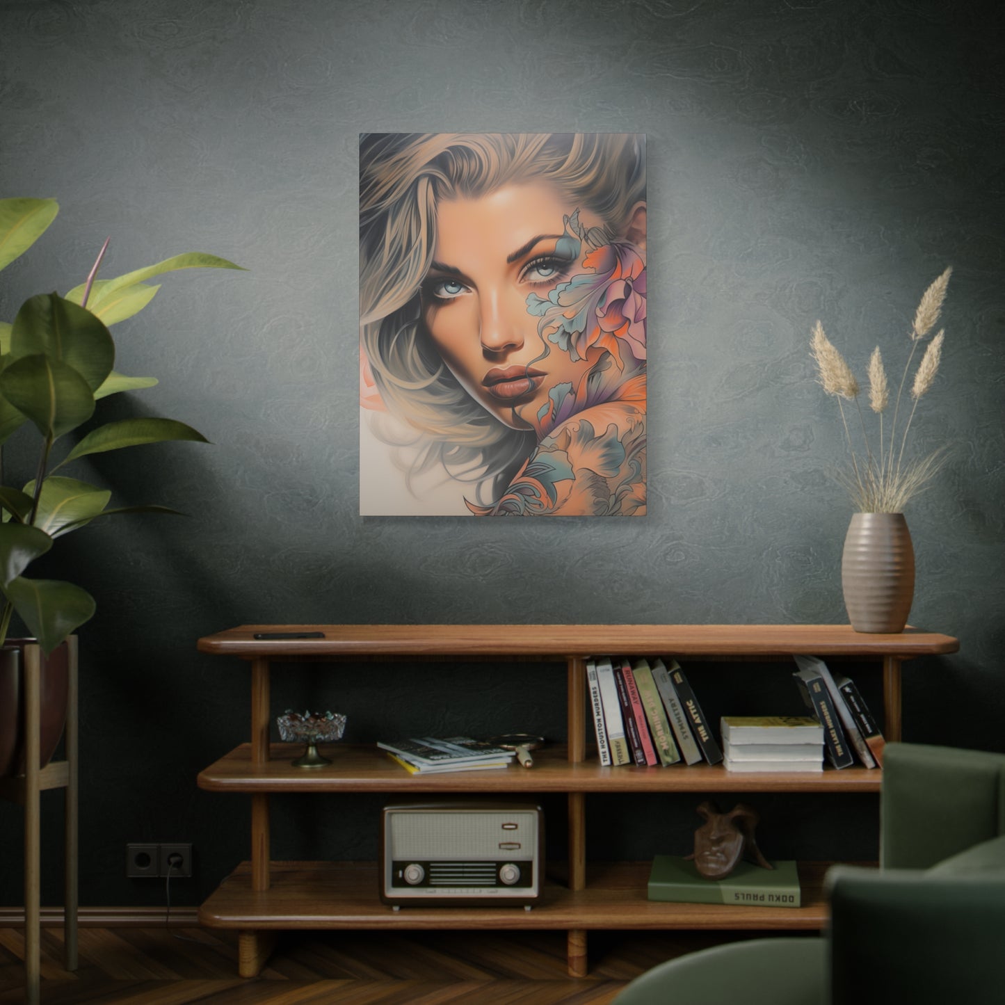 Gallery Wrapped Canvas, Edgy Tattooed Beauty, Urban Pop Art Canvas – Bella