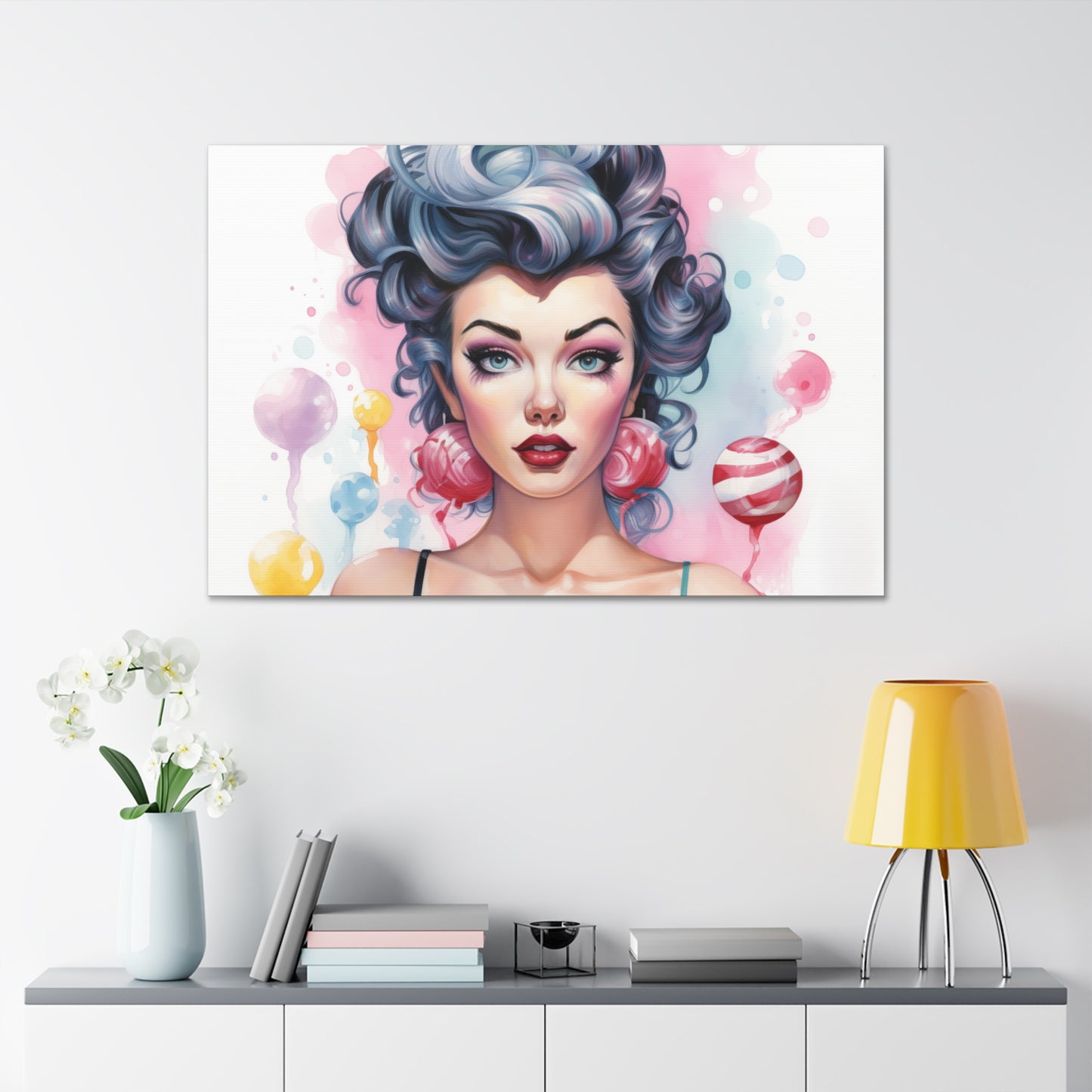 Canvas Gallery Wrapped High-Fashion Wall Art, Stylish Decor, Retro Femme Doll Pop Art – Poppy