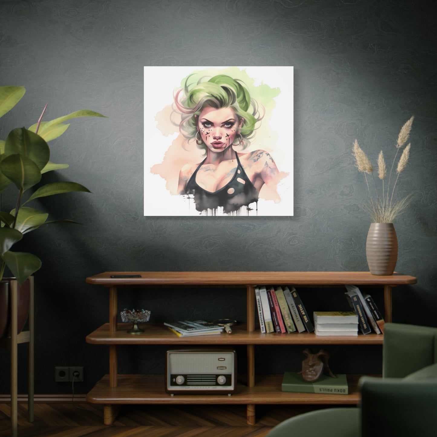 Gallery Wrapped Canvas, Edgy Tattooed Beauty, Urban Pop Art Canvas – Ivy