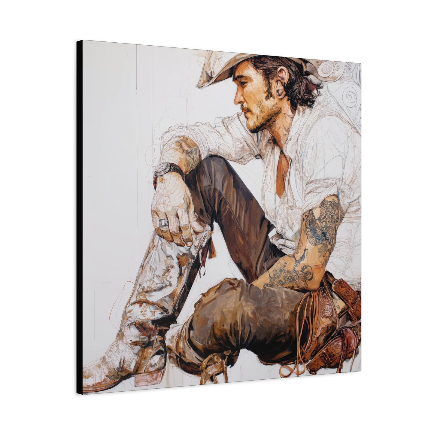 Gallery Wrapped Canvas, Wranglers and Wreckage Art Canvas, Erotic Pinup Art Canvas – Boone