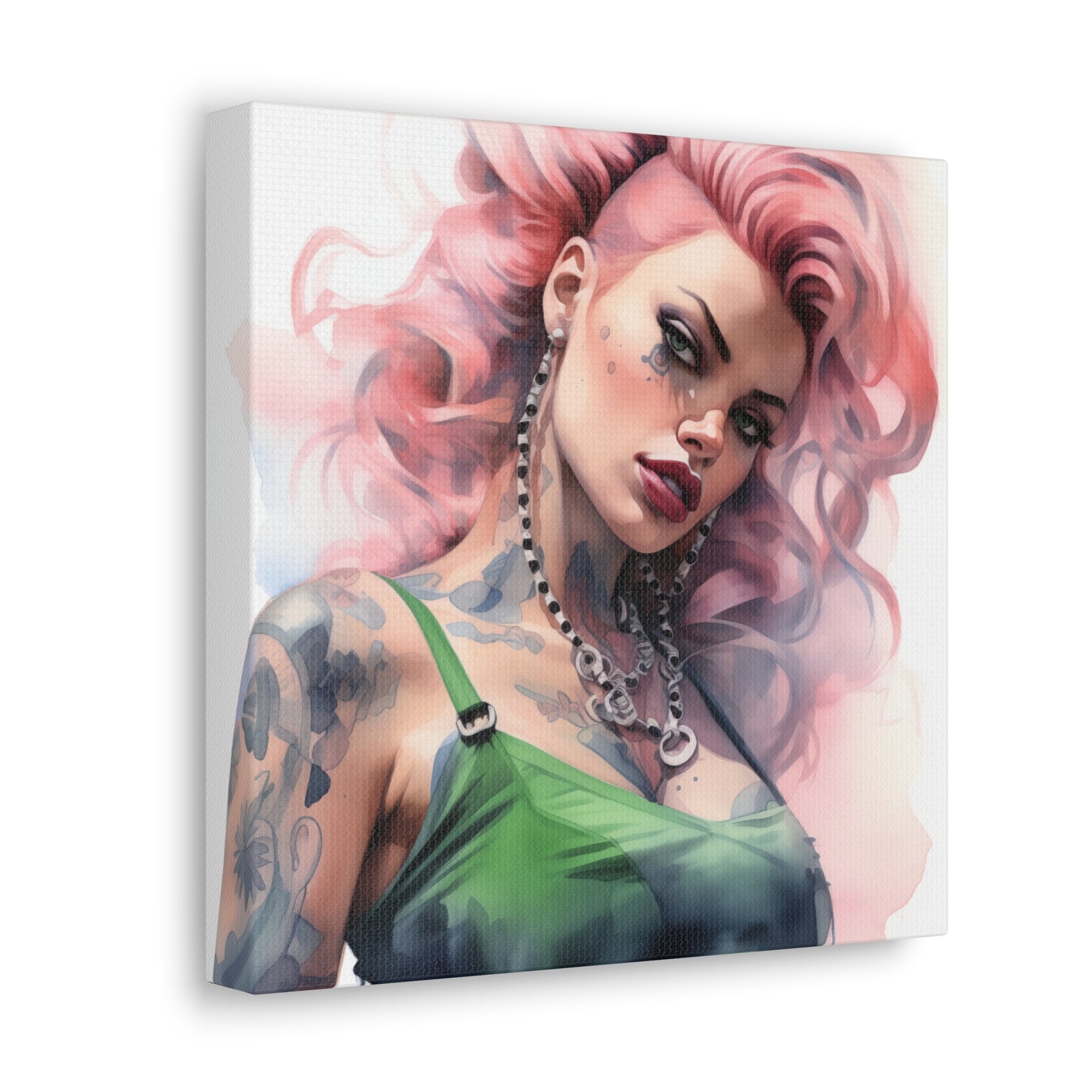 Gallery Wrapped Canvas, Edgy Tattooed Beauty, Urban Pop Art Canvas – Colette