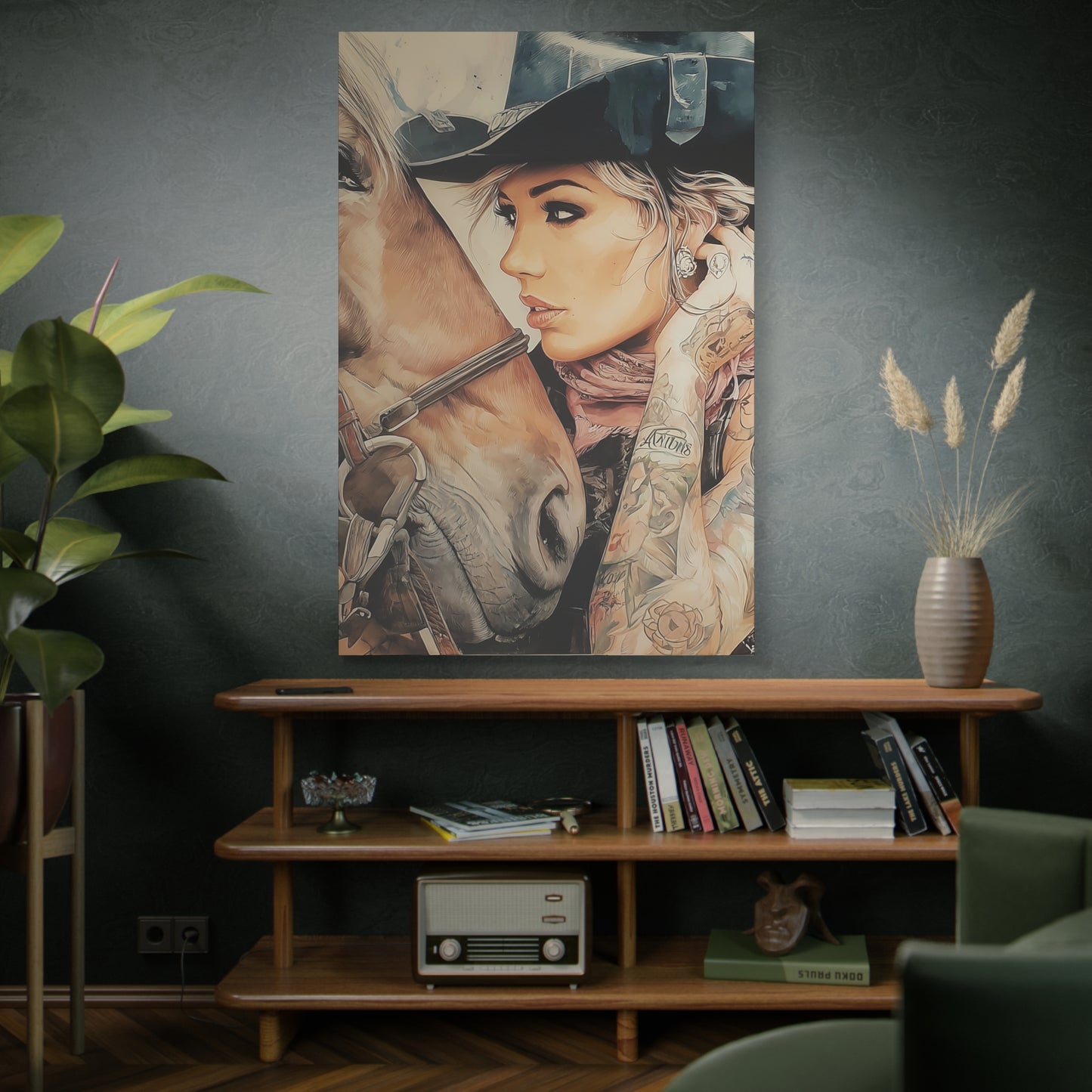 Gallery Wrapped Canvas, Wranglers and Wreckage Art Canvas, Erotic Pinup Art Canvas – Frankie