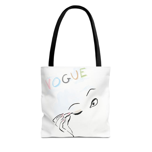 VOGUE Watercolor Makeup Square Utility Tote - Fashion Canvas Tote Bag - Designer Inspired Tote