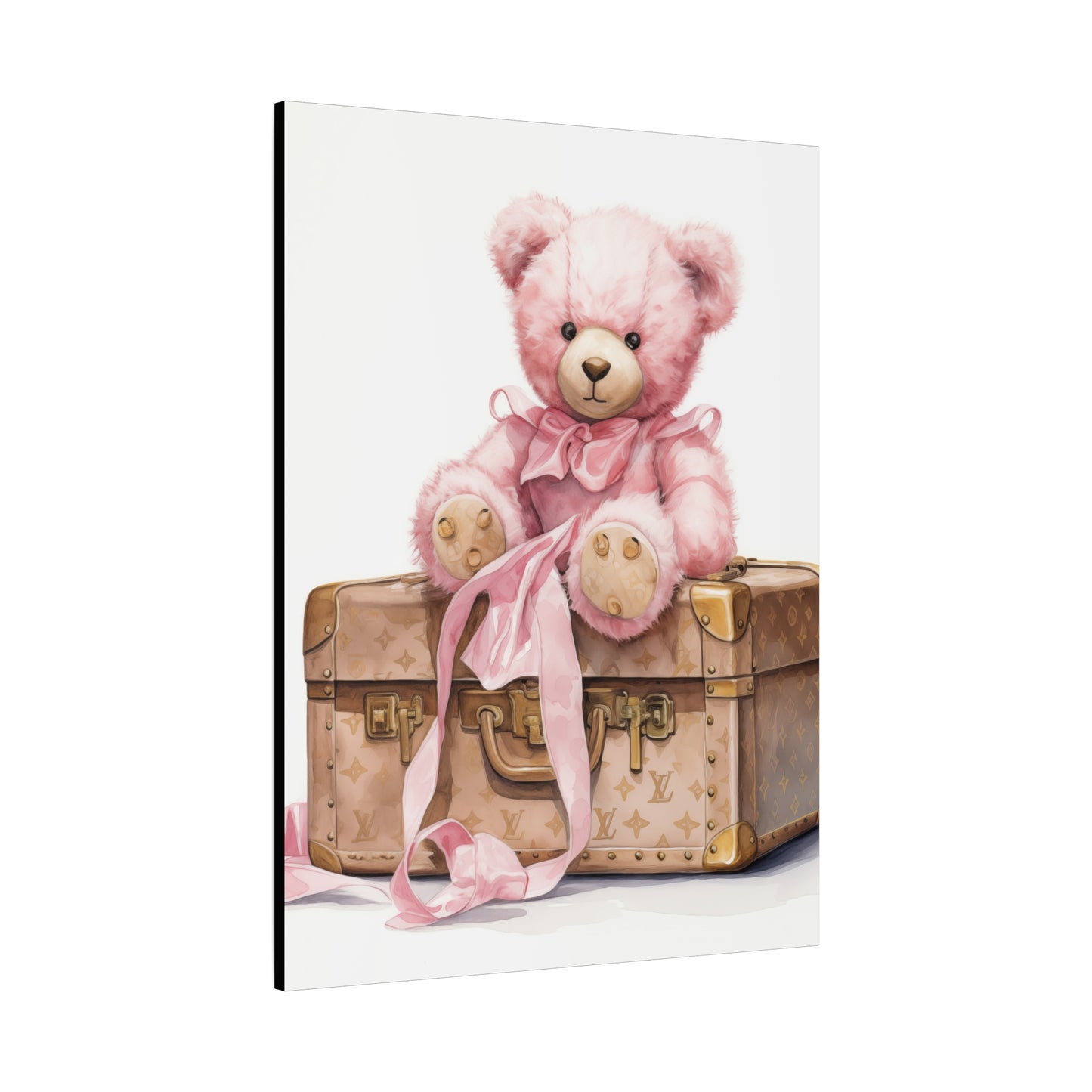 Canvas Gallery Wrap - Designer Inspired Trunk Bear Wall Art - Gold Buttons