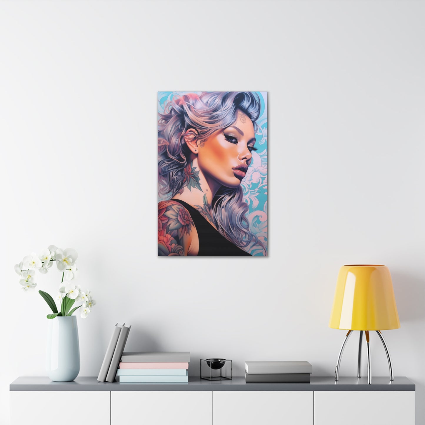 Gallery Wrapped Canvas, Edgy Tattooed Beauty, Urban Pop Art Canvas – Arabella
