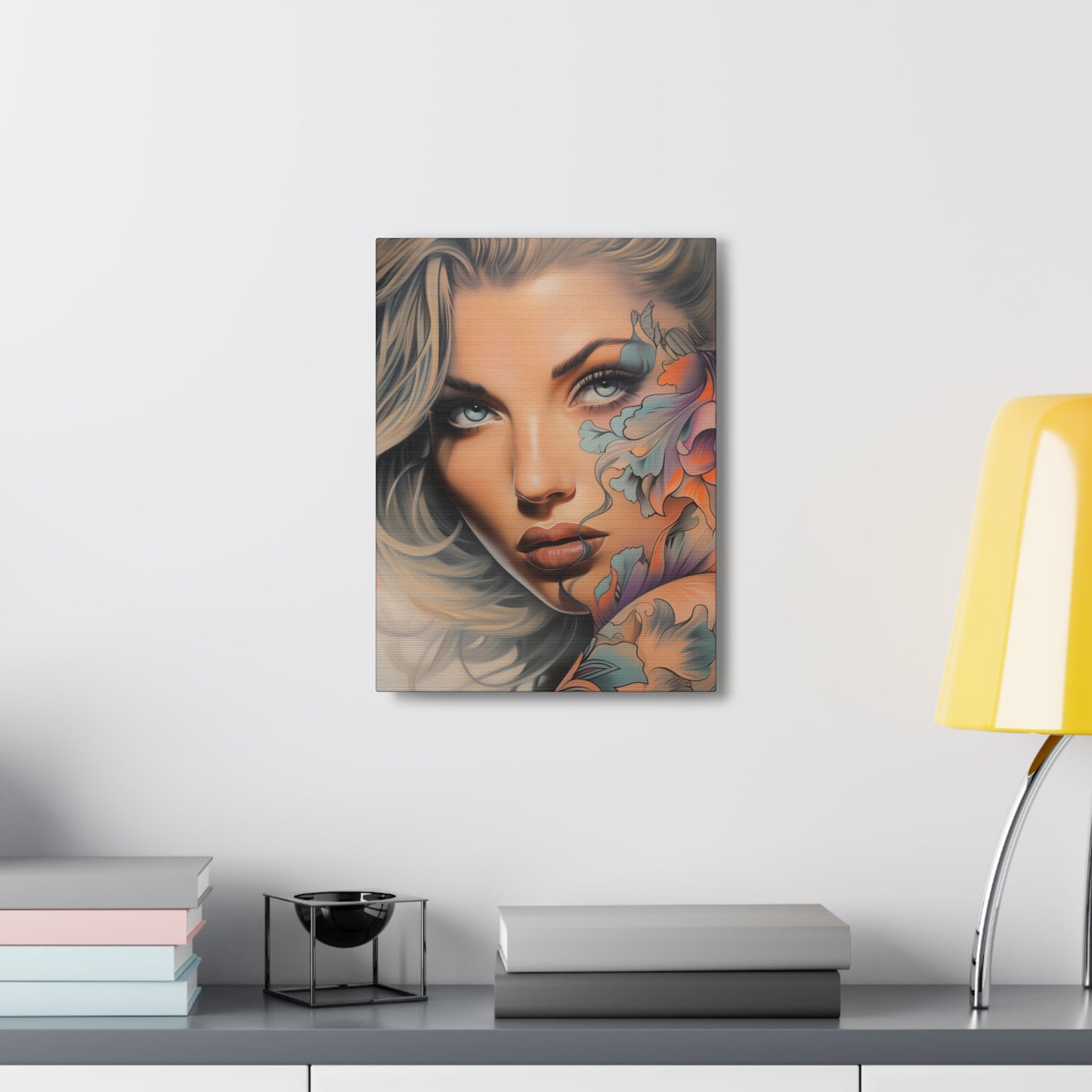 Gallery Wrapped Canvas, Edgy Tattooed Beauty, Urban Pop Art Canvas – Bella