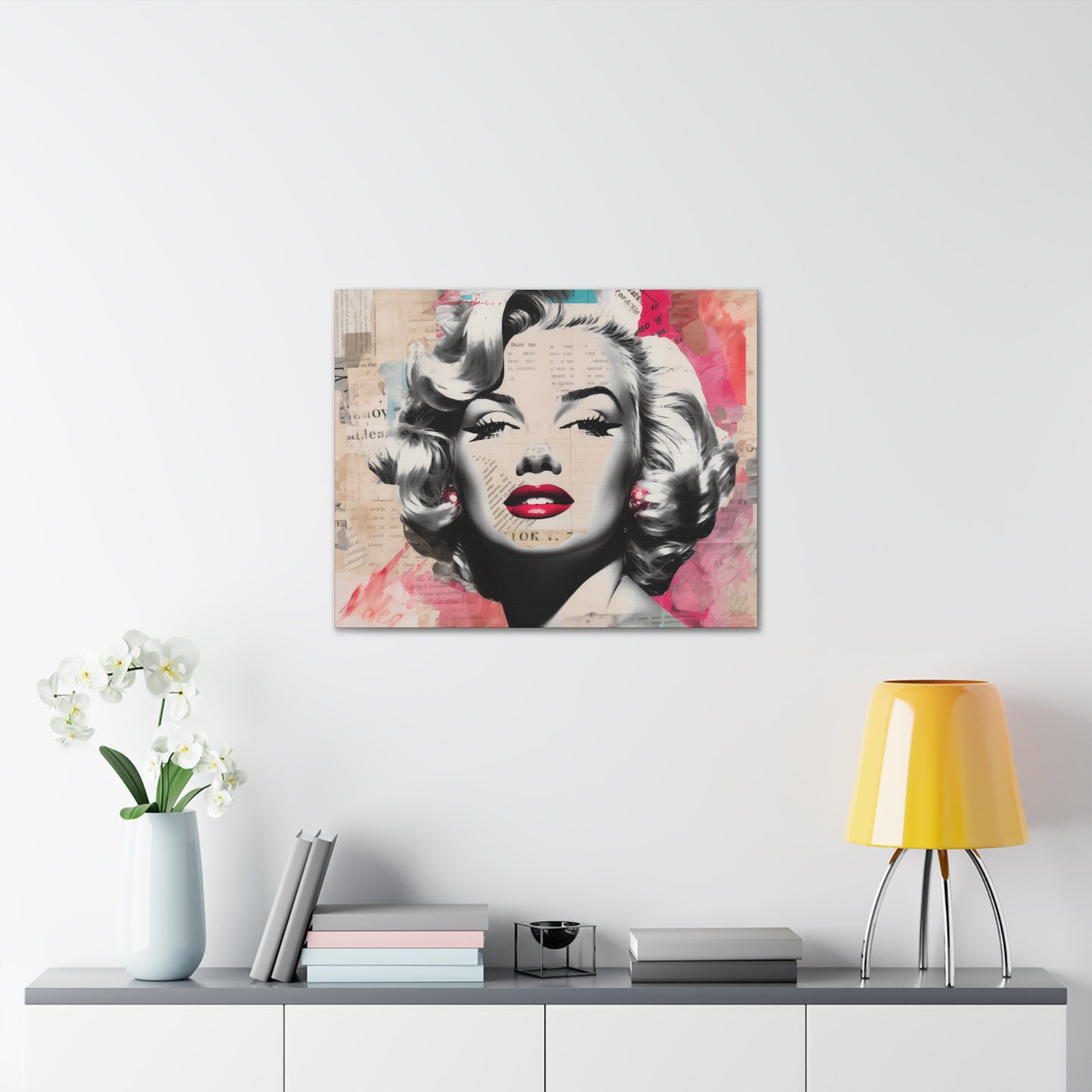 Canvas Wall Art, Gallery Wrapped Pop Art, Celebrity Wall Art – Marilyn Monroe - Newsprint