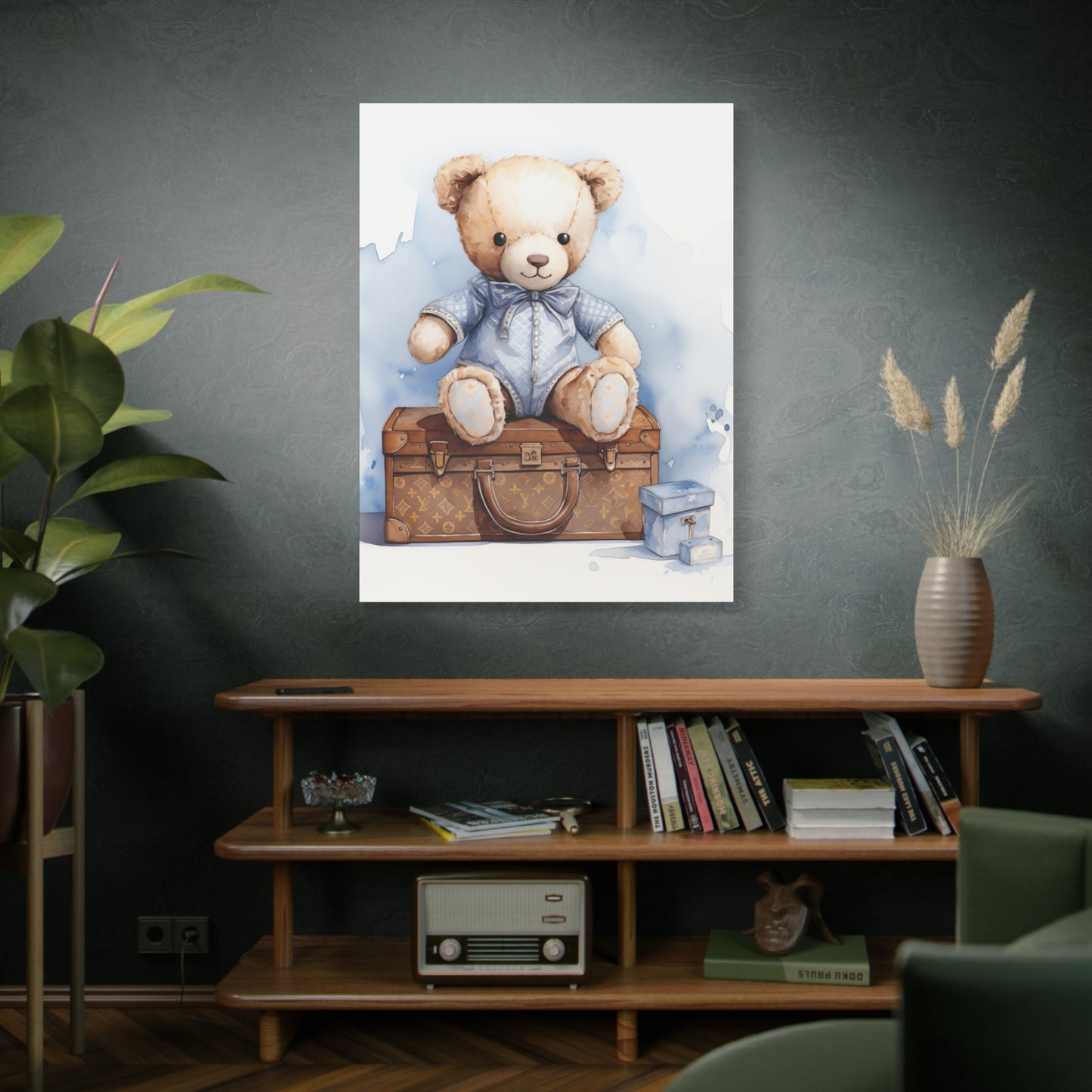 Canvas Gallery Wrap - Designer Trunk Bear Wall Art - Blu