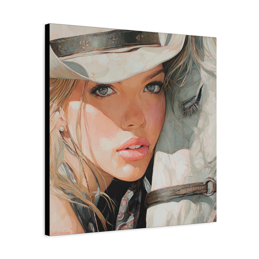 Gallery Wrapped Canvas, Wranglers and Wreckage Art Canvas, Erotic Pinup Art Canvas – Jolene