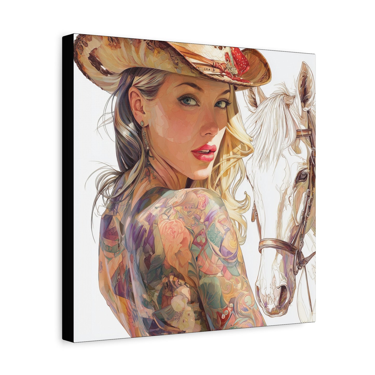 Gallery Wrapped Canvas, Wranglers and Wreckage Art Canvas, Erotic Pinup Art Canvas – Denver