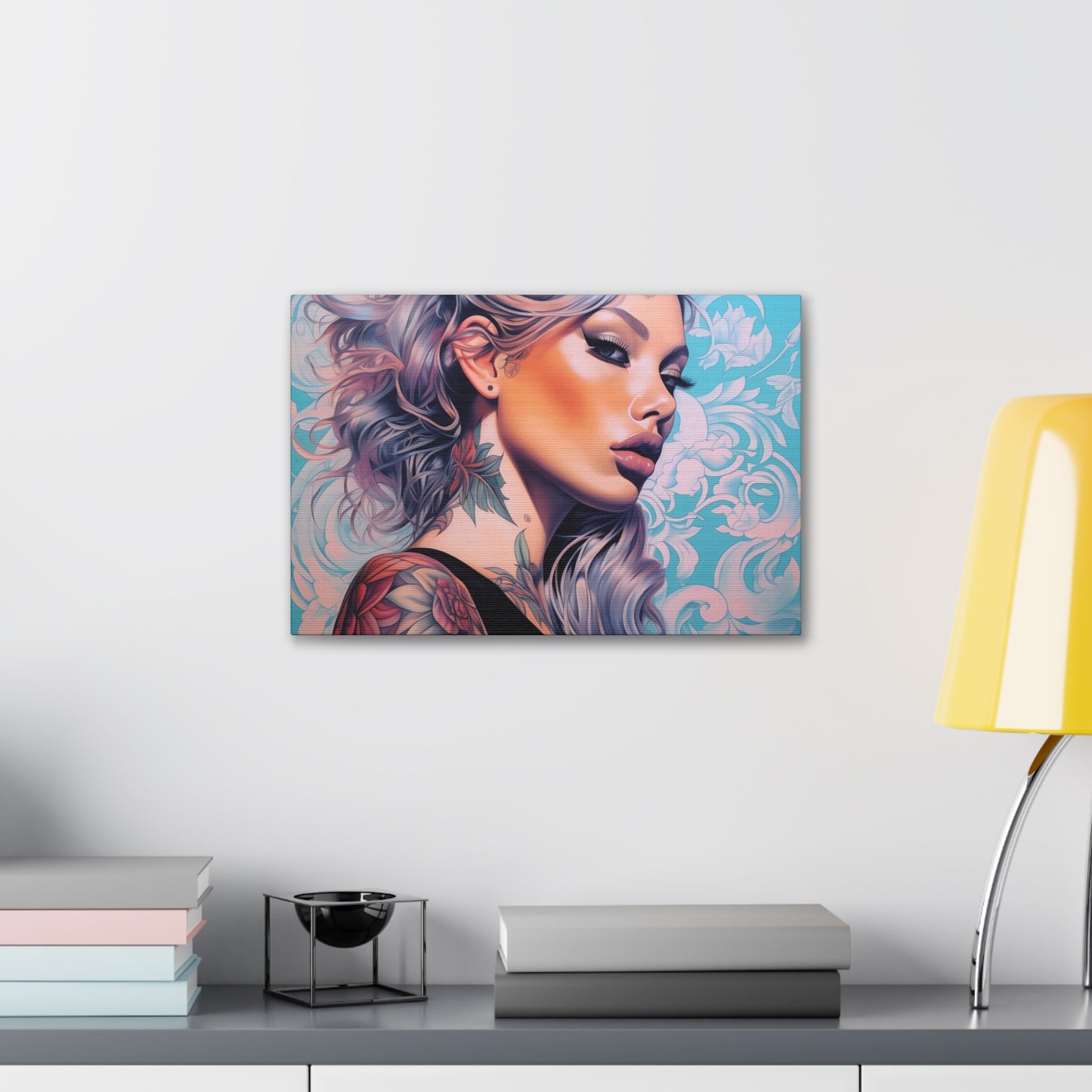 Gallery Wrapped Canvas, Edgy Tattooed Beauty, Urban Pop Art Canvas – Arabella