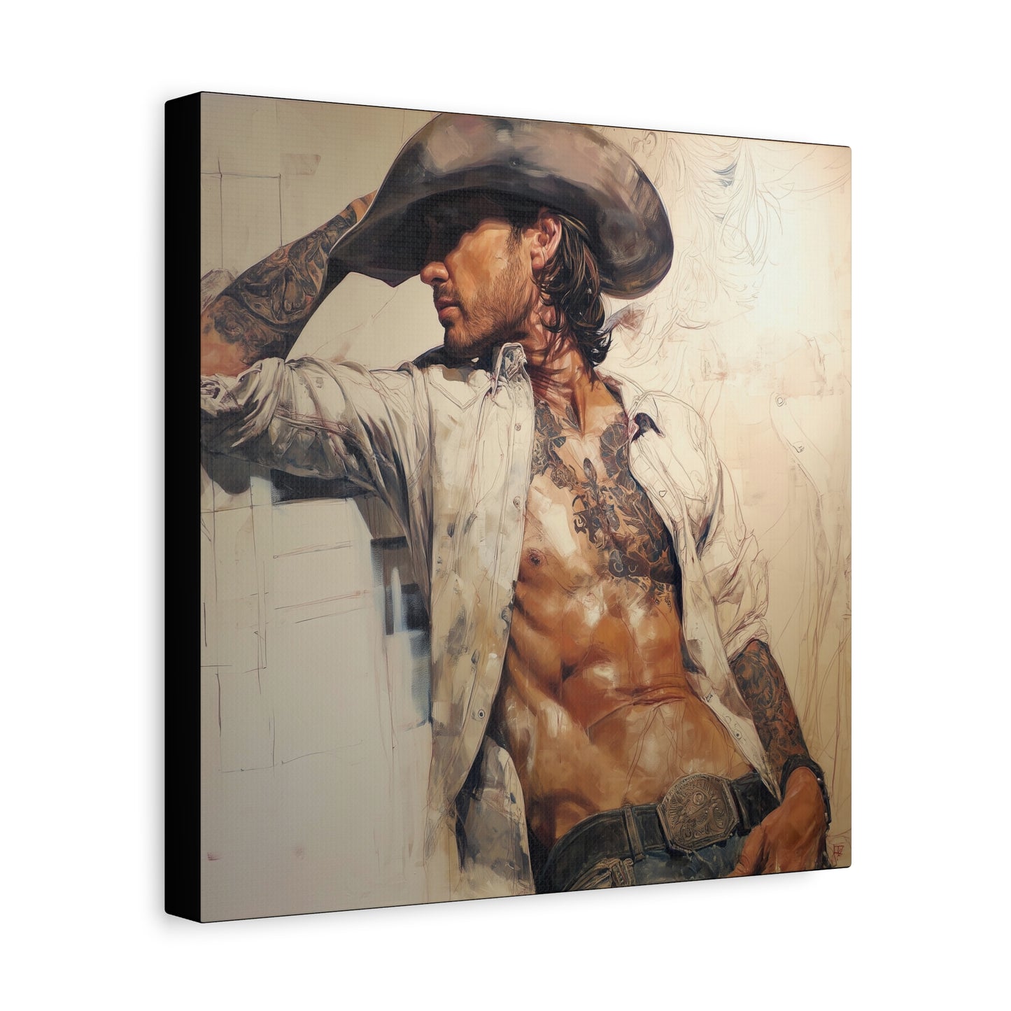 Gallery Wrapped Canvas, Wranglers and Wreckage Art Canvas, Erotic Pinup Art Canvas – Wyatt