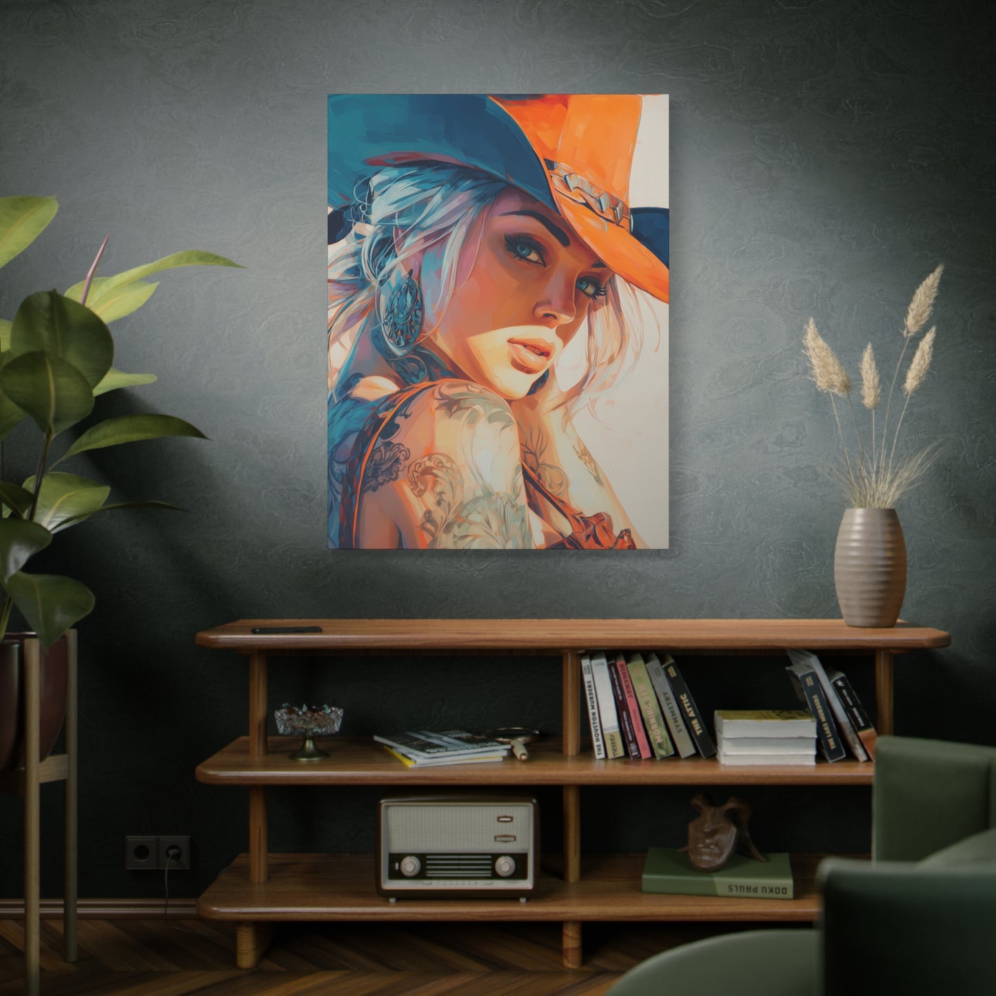 Gallery Wrapped Canvas, Wranglers and Wreckage Art Canvas, Erotic Pinup Art Canvas – Cheyenne