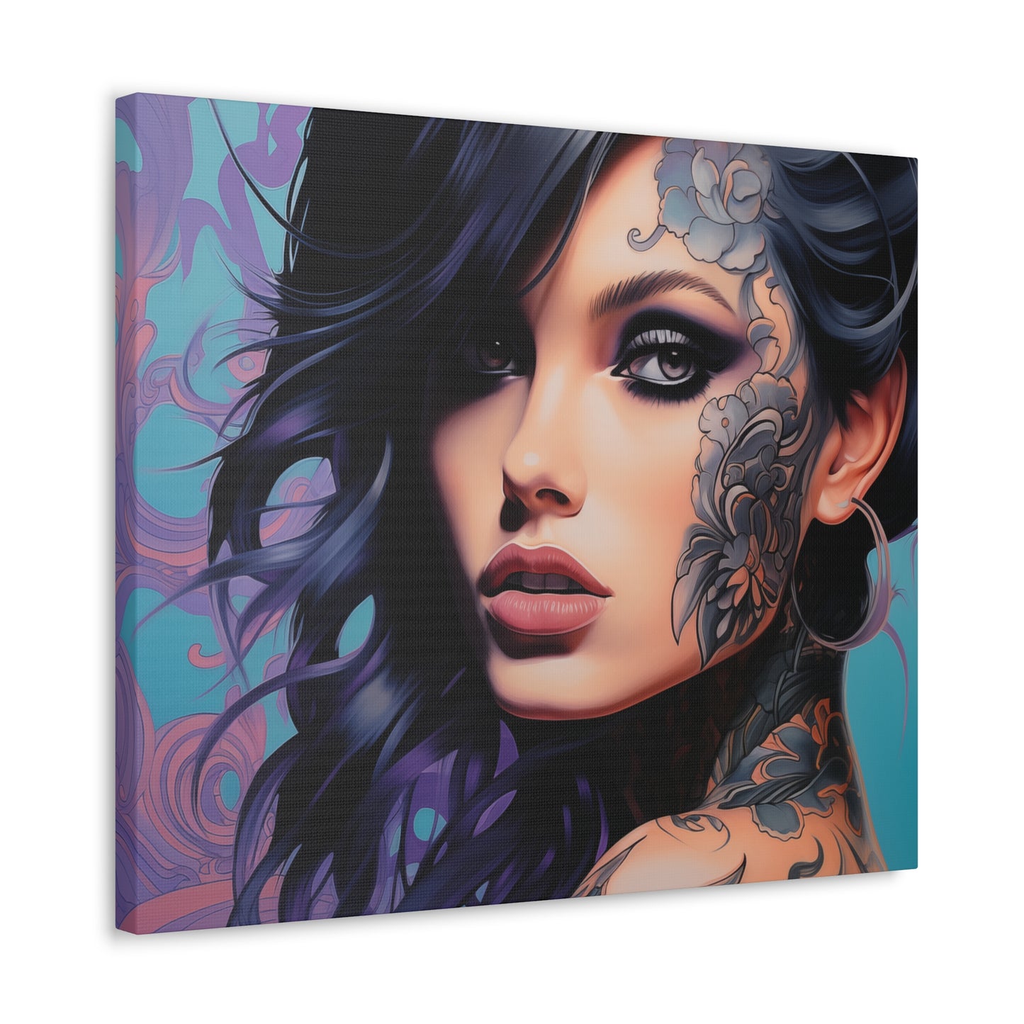 Gallery Wrapped Canvas, Edgy Tattooed Beauty, Urban Pop Art Canvas – Dominique
