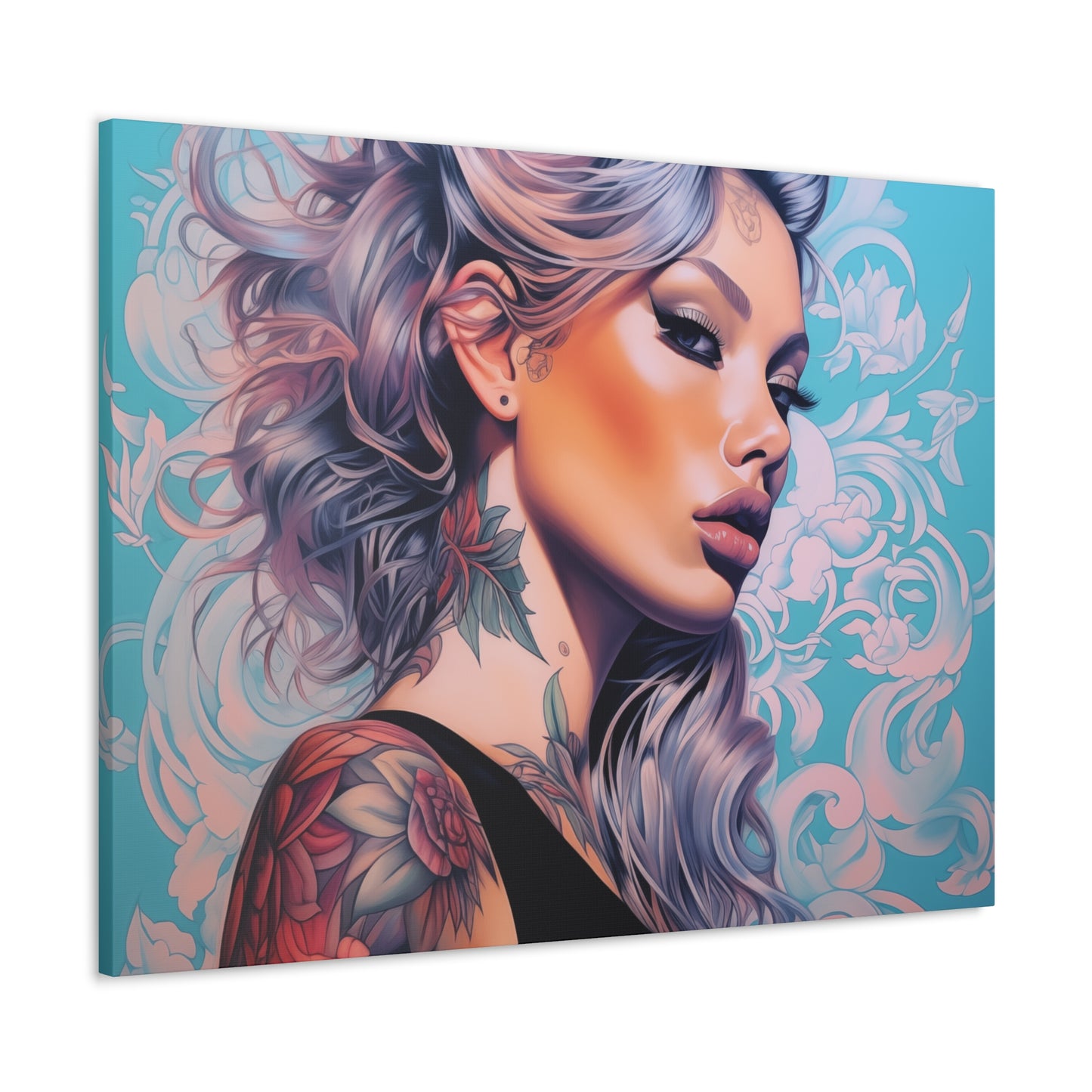 Gallery Wrapped Canvas, Edgy Tattooed Beauty, Urban Pop Art Canvas – Arabella