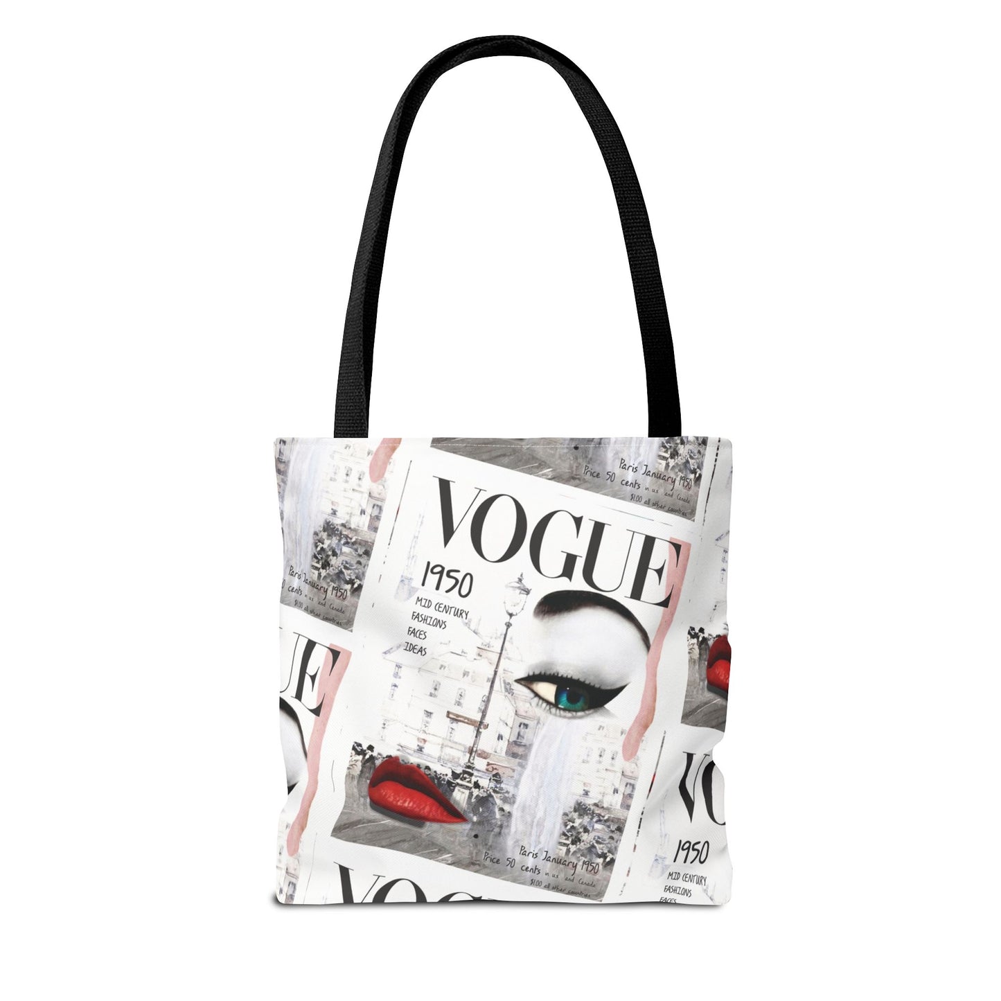 1950 Fashion Face Tote Bag, Utility Tote - VOGUE Tote - Fashion Tote
