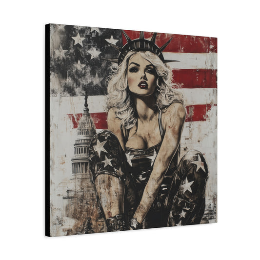 Gallery Wrapped Canvas, American Nonsense Art Canvas, Political Pinup Art Canvas – Kimberly