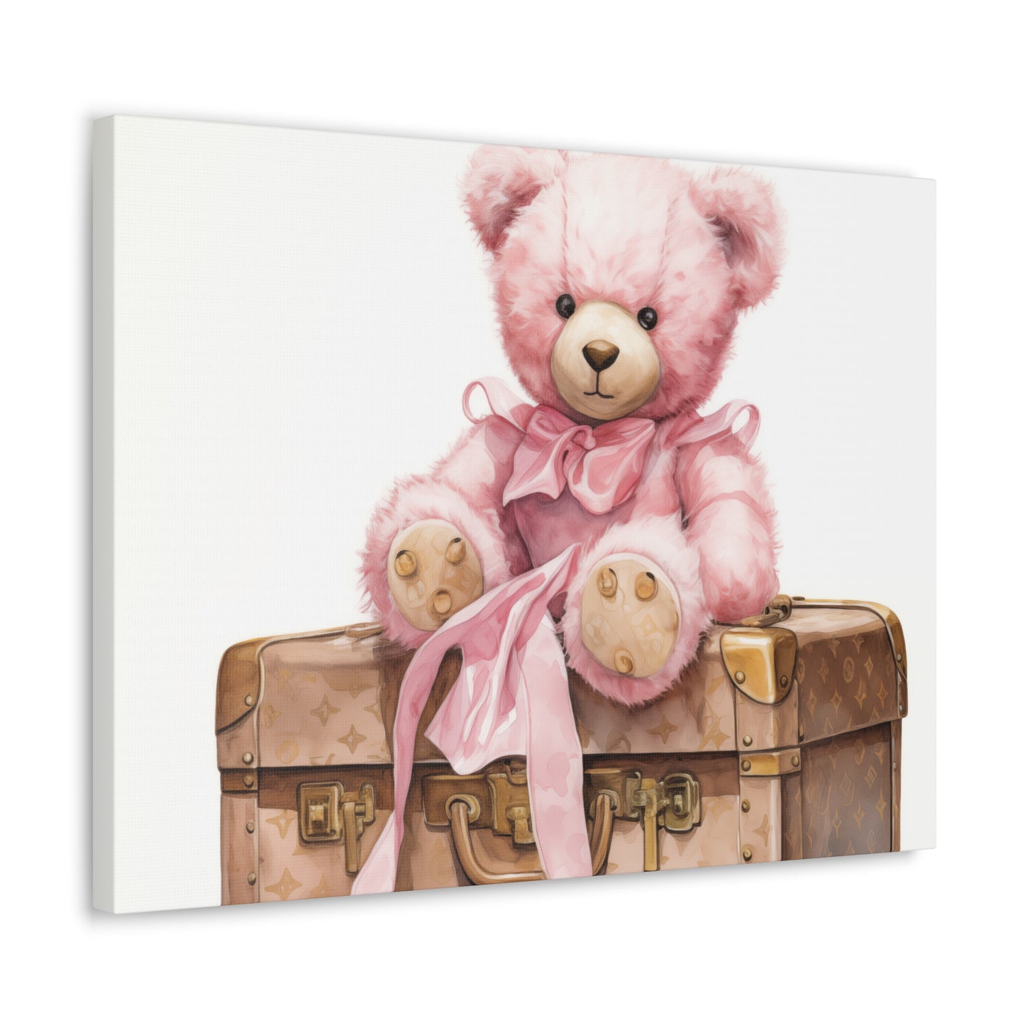 Canvas Gallery Wrap - LV Bear Wall Art - Gold Buttons