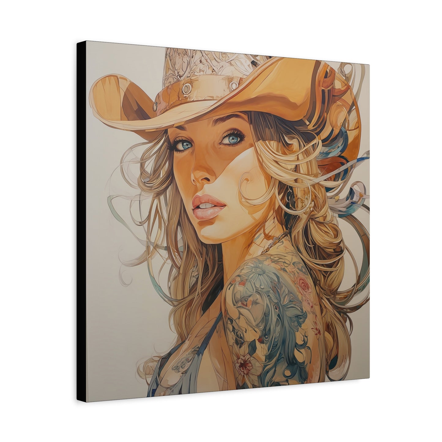 Gallery Wrapped Canvas, Wranglers and Wreckage Art Canvas, Erotic Pinup Art Canvas – Annie