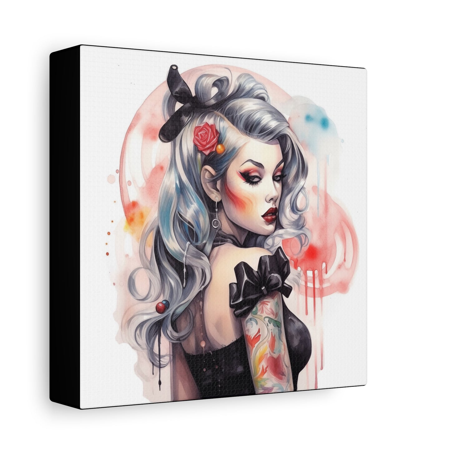 Gallery Wrapped Canvas, Edgy Tattooed Beauty, Urban Pop Art Canvas – Sabella