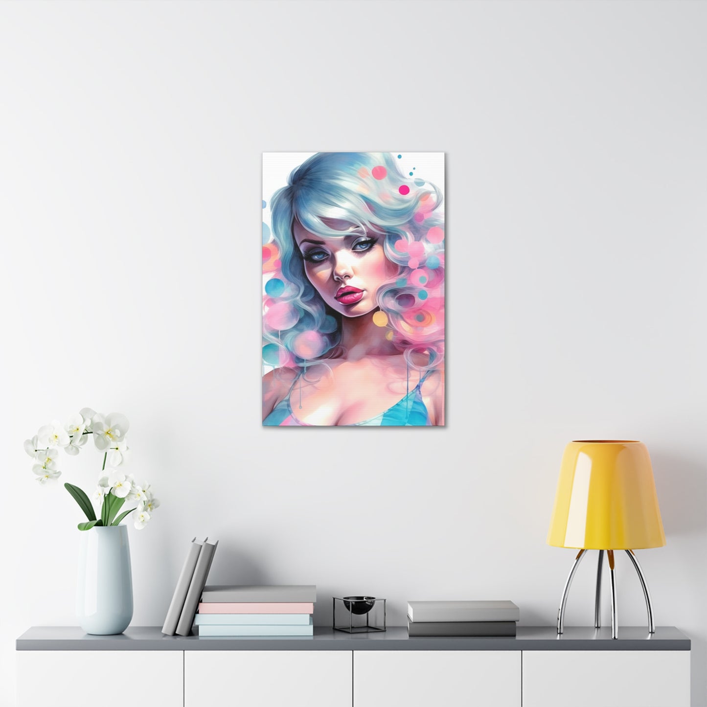 Canvas Gallery Wrapped High-Fashion Wall Art, Stylish Decor, Retro Femme Doll Pop Art – Sylvie