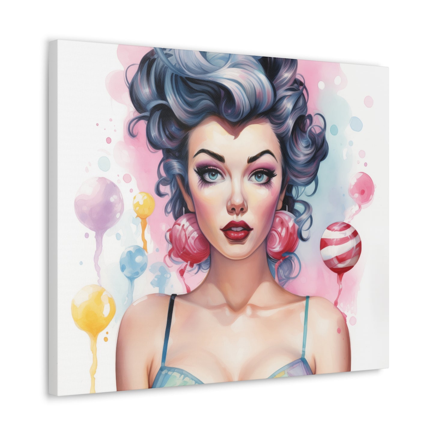 Canvas Gallery Wrapped High-Fashion Wall Art, Stylish Decor, Retro Femme Doll Pop Art – Poppy