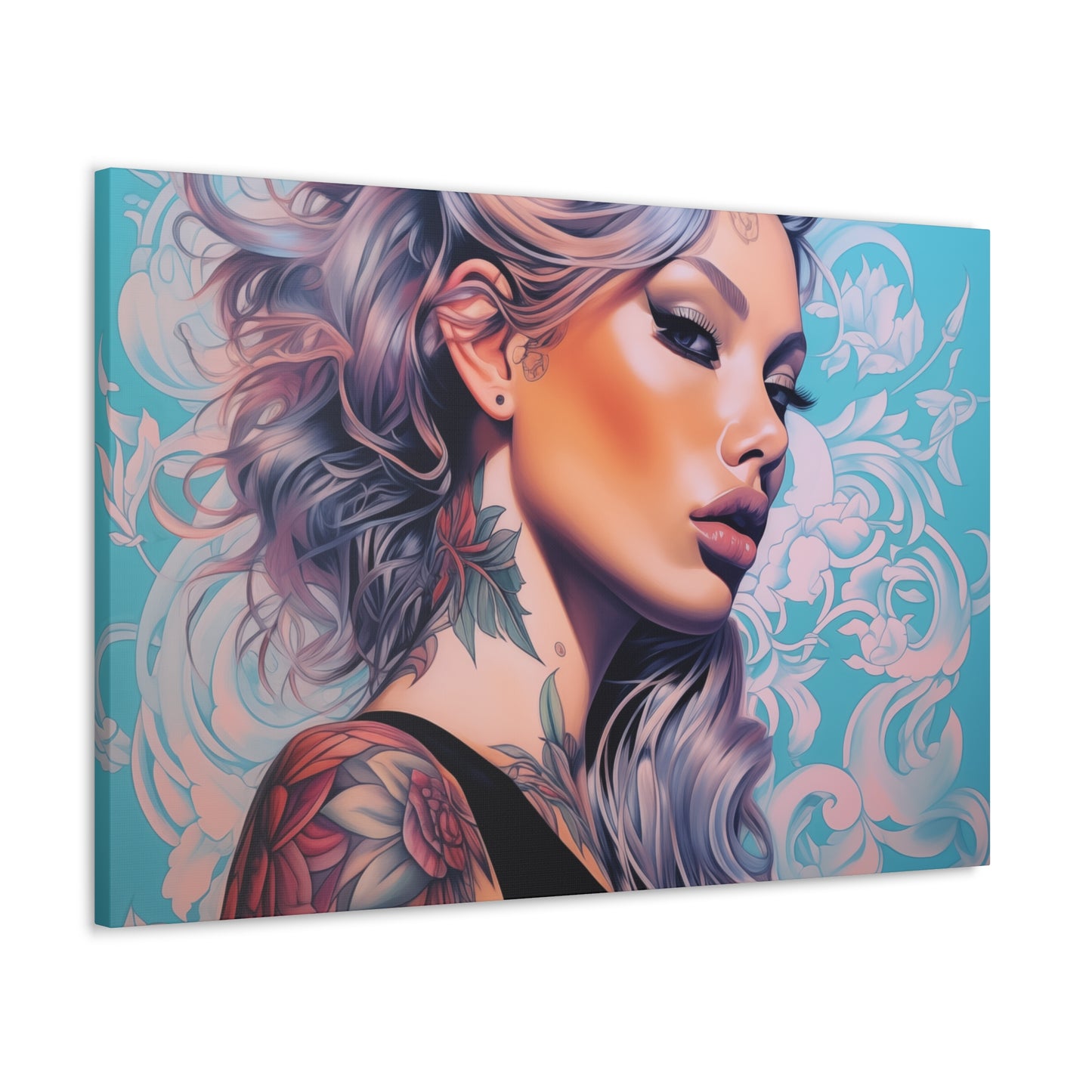 Gallery Wrapped Canvas, Edgy Tattooed Beauty, Urban Pop Art Canvas – Arabella