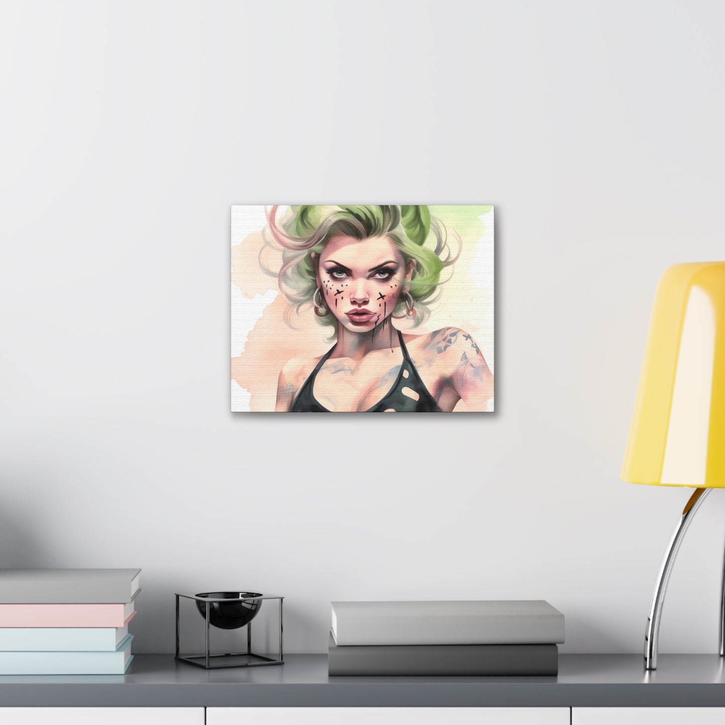 Gallery Wrapped Canvas, Edgy Tattooed Beauty, Urban Pop Art Canvas – Ivy