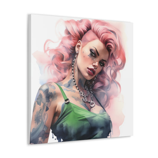 Gallery Wrapped Canvas, Edgy Tattooed Beauty, Urban Pop Art Canvas – Colette