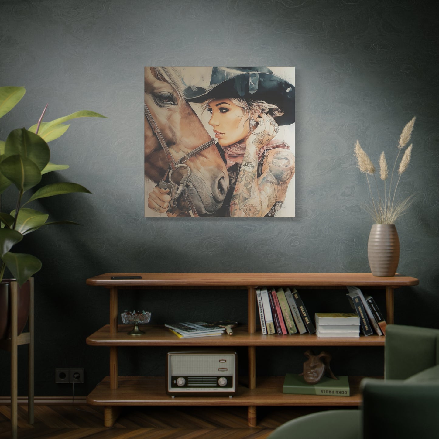 Gallery Wrapped Canvas, Wranglers and Wreckage Art Canvas, Erotic Pinup Art Canvas – Frankie