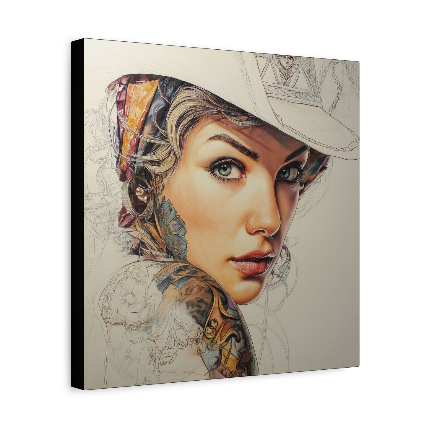 Gallery Wrapped Canvas, Wranglers and Wreckage Art Canvas, Erotic Pinup Art Canvas – Shiloh
