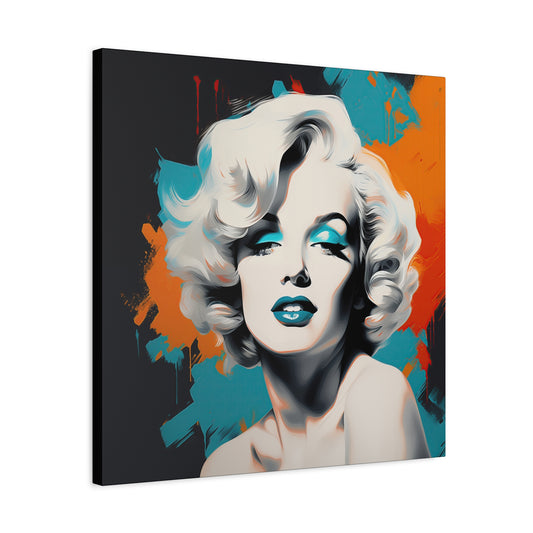 Canvas Wall Art, Gallery Wrapped Pop Art, Celebrity Wall Art – Marilyn Monroe - Orange and Teal