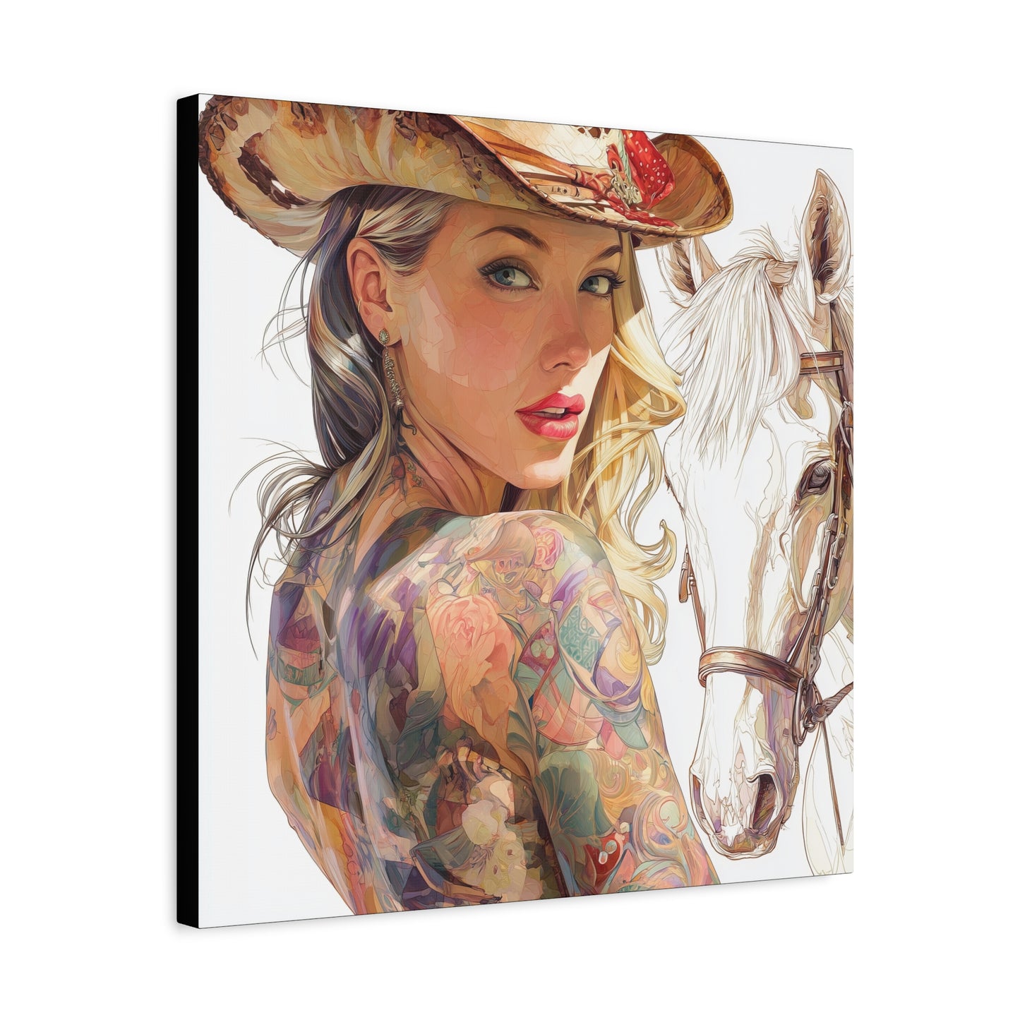 Gallery Wrapped Canvas, Wranglers and Wreckage Art Canvas, Erotic Pinup Art Canvas – Denver