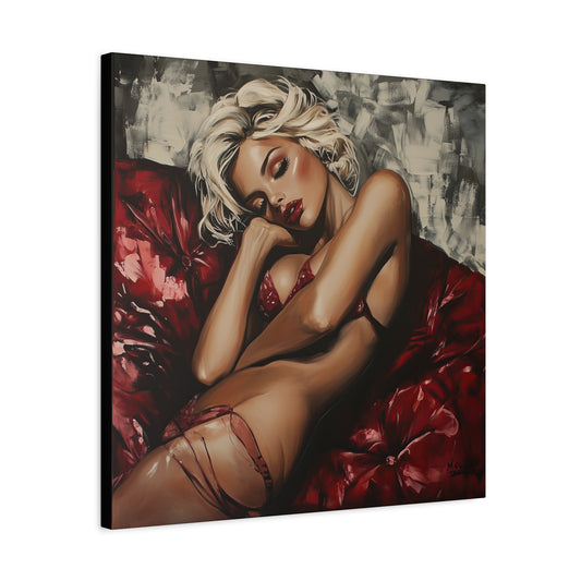 Gallery Wrapped Canvas, Guilt and Grit Adult Art Canvas, Erotic Pinup Art Canvas – Giselle