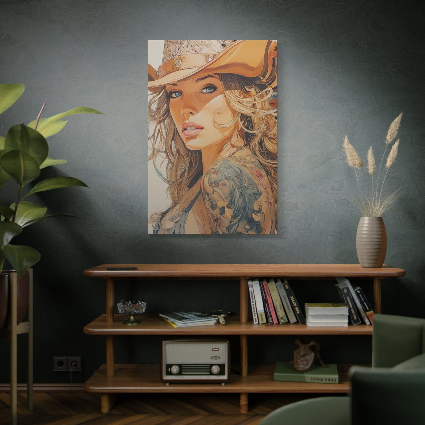 Gallery Wrapped Canvas, Wranglers and Wreckage Art Canvas, Erotic Pinup Art Canvas – Annie