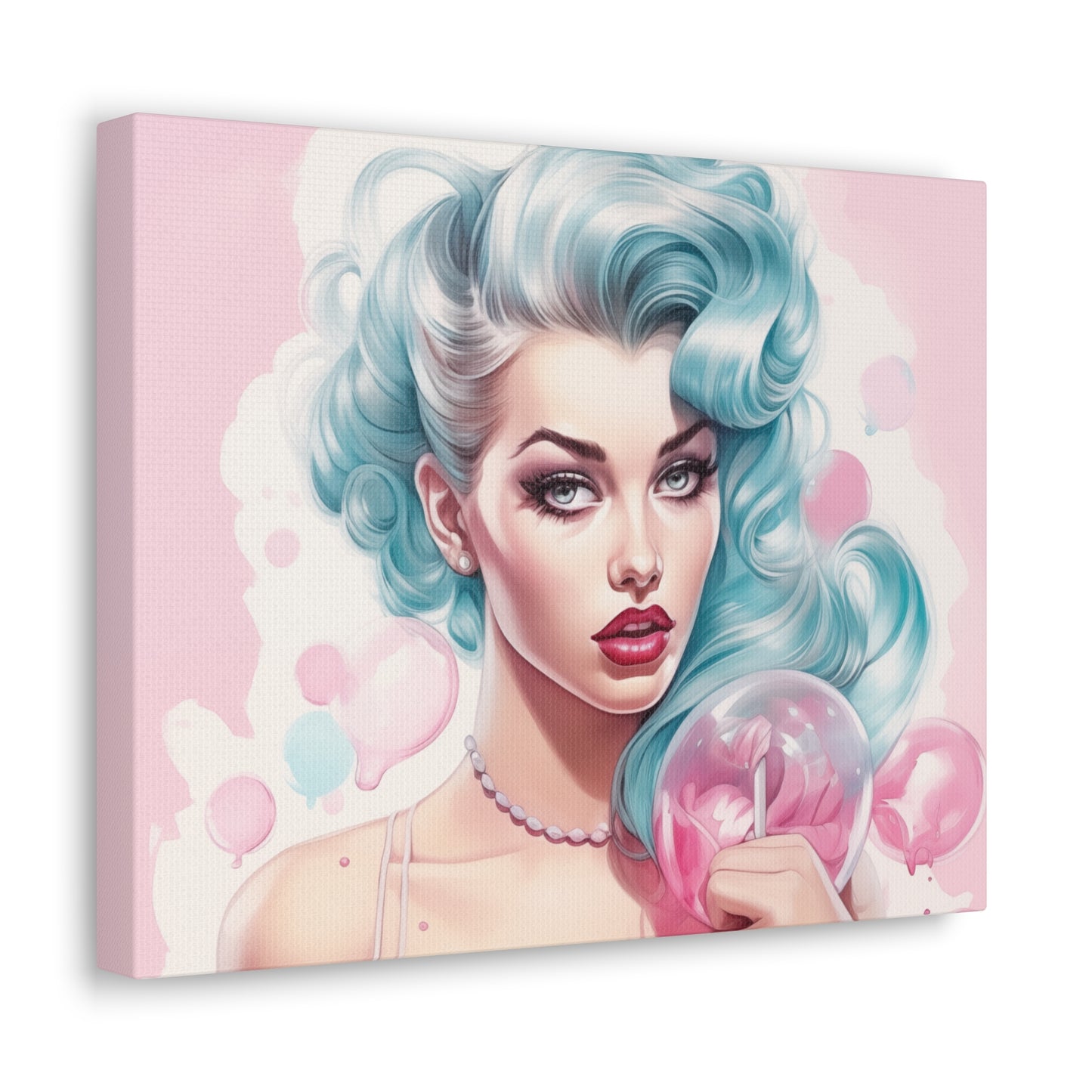 Canvas Gallery Wrapped High-Fashion Wall Art, Stylish Decor, Retro Femme Doll Pop Art – Tessa