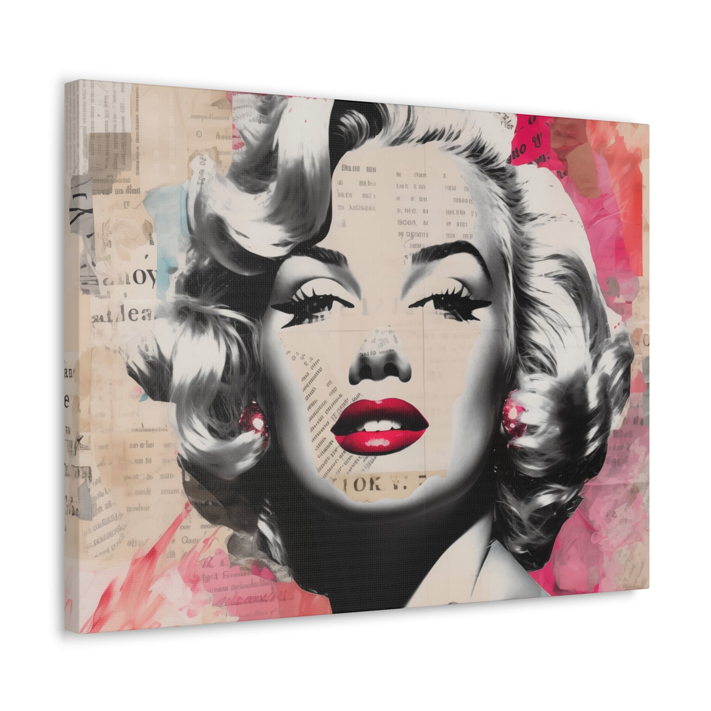 Canvas Wall Art, Gallery Wrapped Pop Art, Celebrity Wall Art – Marilyn Monroe - Newsprint