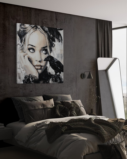 Gallery Wrapped Canvas, Myth and Bones Gothic Art Canvas, Dark Muse Canvas - Nicolette
