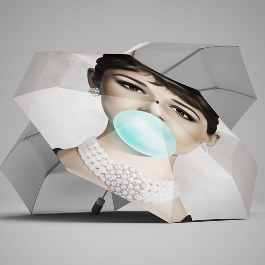 Semi-Automatic Foldable Umbrella - Audrey Hepburn Bubblegum