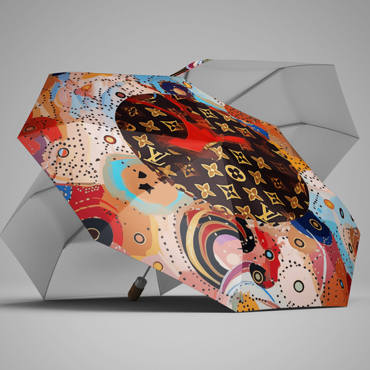 Semi-Automatic Foldable Umbrella - Designer Inspired - LV Abstract
