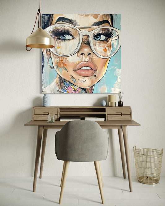 Canvas Gallery Wrap, Ladies in Lenses Wall Art, Abstract Femme Girl Art - Sabine