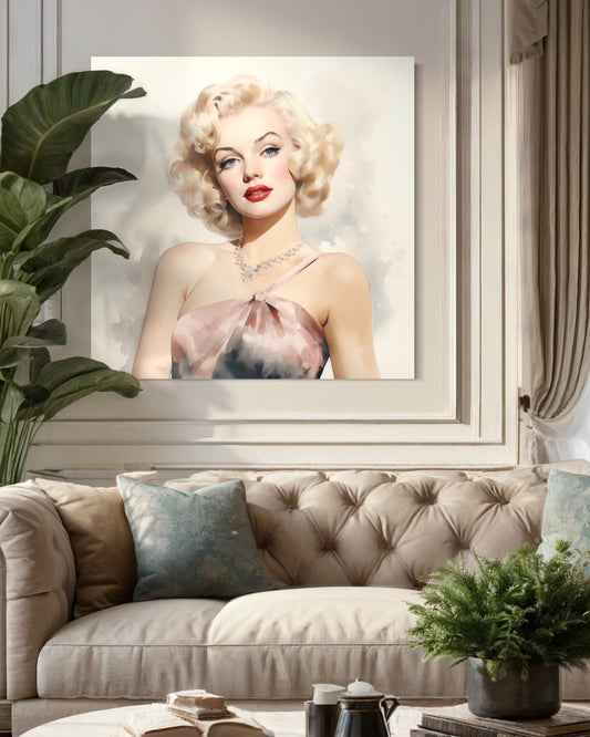 Canvas Wall Art, Gallery Wrapped Pop Art, Celebrity Wall Art – Marilyn Monroe - Pink