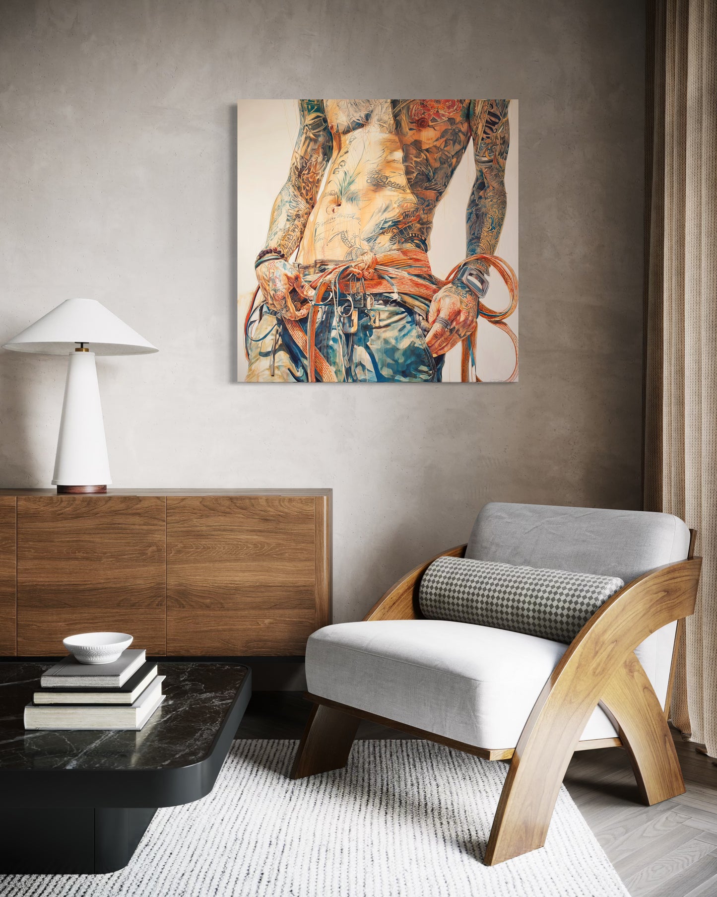Gallery Wrapped Canvas, Ropes and Reverence Art Canvas, Erotic Shibari Art Canvas – Leif